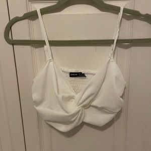 Shein White Tie Crop Top